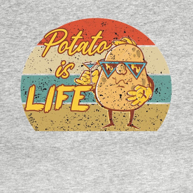 Potato is life funny potato with sunglasses holding a drink, Vegetarian gift idea mom gift Vintage by justbejoker